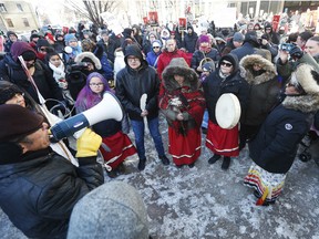 The three-block-long march in support of Tina Fontaine’s family began Friday in front of the courthouse and wound its way to the spot at the Red River where the teen’s body was found in August 2014.
