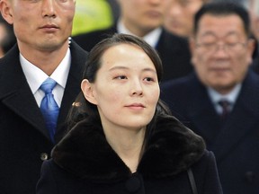 Kim Yo Jong, sister of North Korean leader Kim Jong Un, arrives at the Incheon International Airport in Incheon, South Korea, Friday, Feb. 9, 2018. Kim on Friday became the first member of her family to visit South Korea since the 1950-53 Korean War as part of a high-level delegation attending the opening ceremony of the Pyeongchang Winter Olympics.(Kyodo News via AP)