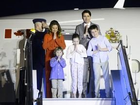 Prime Minister Justin Trudeau's state visit to India is officially underway as he arrived with his family in New Delhi at sundown Saturday.