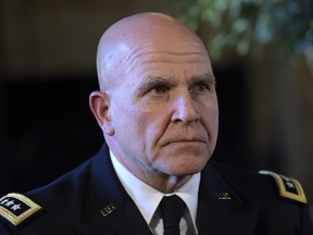 Army Lt. Gen. H.R. McMaster listens as President Donald Trump makes the announcement, Monday, Feb. 20, 2017.
