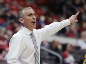 Arizona State head coach Bobby Hurley directs his team during the first half of an NCAA college basketball game against Washington State in Pullman, Wash., Sunday, Feb. 4, 2018.