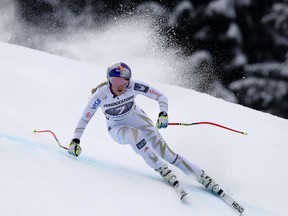 United States' Lindsey Vonn competes during an alpine ski, women's world Cup downhill race, in Garmisch Partenkirchen, Germany, Sunday, Feb. 4, 2018.