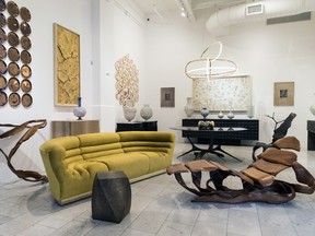 Furniture on display at Todd Merrill Studio in New York.