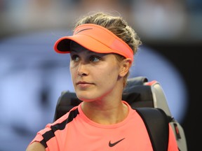 In this Jan. 18 file photo, Eugenie Bouchard leaves the court after losing to Simona Halep at the Australian Open.