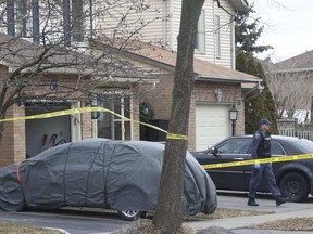 Durham Regional Police at the scene of a triple murder on Hilling Dr. in Ajax on Wednesday, March 14, 2018.