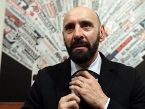 Roma sports director Ramon Rodriguez Verdejo, known as Monchi, talks to journalist during a press conference, at the foreign press association headquarters, in Rome, Wednesday, March 28, 2018.
