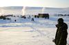 Canadian Forces Capt. Phillip Jones surveys the military camp established at Intrepid Bay during Operation Nunalivut. The camp was home for members of the 2nd Battalion Princess Patriciaâs Canadian Light Infantry, the Arctic Response Company Group from 38 Canadian Brigade Group and the 1st Canadian Ranger Patrol Group.