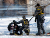 Police divers search the shores of the Riviere des Prairies on Montreal’s north shore, Monday, March 19, 2018 for missing 10-year old boy Ariel Jeffrey Kouskou who disappeared one week ago.