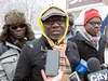 Frederic Kouakou, father of missing boy Ariel Jeffrey Kouakou, speaks to reporters on March 14. He is convinced that his son was kidnapped.