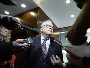 Minister of Public Safety and Emergency Preparedness Ralph Goodale speaks to reporters as he arrives to appear before the Standing Committee on Public Safety and National Security, in Ottawa on Thursday, March 1, 2018.