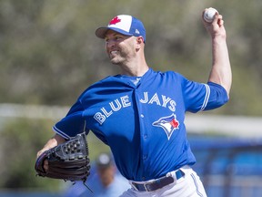 Toronto Blue Jays starter J.A. Happ pitches against the Detroit Tigers at spring training on Feb. 25.
