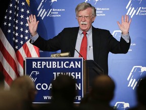 In this March 29, 2014, file photo, former U.S. ambassador to the U.N. John Bolton speaks at the Republican Jewish Coalition in Las Vegas.