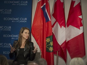 Ontario PC leadership candidate Caroline Mulroney addresses The Economic Club of Canada at Toronto's Hyatt Regency Hotel on March 2, 2018.