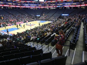 Many seats of the Golden 1 Center sit empty for the Sacramento Kings' NBA basketball game against the Atlanta Hawks, after protesters blocked the entrance to the Golden 1 Center, Thursday, March 22, 2018, in Sacramento, Calif. The demonstration was over the shooting death of Stephon Clark on Sunday by two Sacramento police officers.