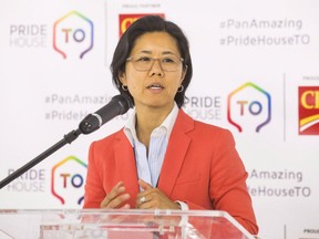 Members of Toronto's LGBTQ community are raising concerns over a star-studded concert billed as "part vigil, part celebration" in the wake of the arrest of alleged serial killer Bruce McArthur. Toronto Councillor Kristyn Wong-Tam speaks during the opening ceremony of the PrideHouse Toronto, ahead of the Pan American Games, in Toronto Wednesday, July 8, 2015.