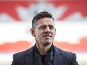 Canada men's national soccer team newly-announced coach John Herdman poses for a picture at BMO Field in Toronto, Monday, February 26, 2018. John Herdman has summoned a blend of experience and youth for his first match at the helm of the Canadian men's soccer team.