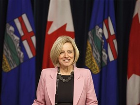 Alberta Premier Rachel Notley speaks to media before the Speech from the Throne, in Edmonton on March 8, 2018. Alberta politicians are struggling to find consensus and speak with one voice in the Trans Mountain pipeline fight with British Columbia.Politicians continued their second day of debate Tuesday without resolution on a motion to back the government???s fight for progress on the already-approved expansion of the Trans Mountain line from Edmonton to Burnaby.