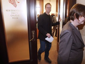 Rob Altemeyer, MLA and NDP caucus chair, leaves an NDP caucus meeting on Tuesday, January 10, 2017 at the Manitoba Legislature. Manitoba's Opposition New Democrats will be without one of their longest-serving members in the next election campaign. Rob Altemeyer said Wednesday he will not seek re-election in the campaign expected in 2020.