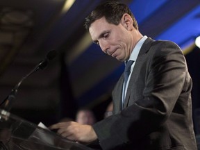 Ontario Conservative leadership candidate Patrick Brown addresses supporters and the media in Toronto on February 18, 2018. Former Ontario Progressive Conservative leader Patrick Brown will not be eligible to run in the riding he was nominated in for the province's June 7 election, the party's provincial nominations committee said late Thursday.The committee said in a statement that it reached a "unanimous decision" that Brown will not be able to run in Barrie-Springwater-Oro-Medonte.