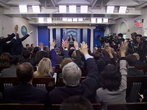 White House press secretary Sarah Huckabee Sanders speaks to the media during the daily briefing in the Brady Press Briefing Room of the White House, Friday, March 9, 2018.