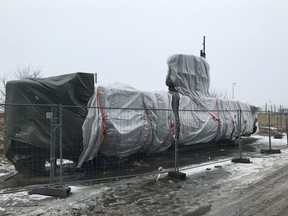 This Wednesday, March 7, 2018 photo shows the submarine UC3 Nautilus of Danish inventor Peter Madsen in Copenhagen, Denmark.