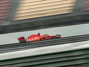 Ferrari driver Sebastian Vettel of Germany steers his car during a Formula One pre-season testing session at the Catalunya racetrack in Montmelo, outside Barcelona, Spain, Thursday, March 1, 2018.