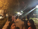 The lIne to get into a reception at the residence of Nadir Patel, the Canadian High Commissioner to India on Feb 22, 2018. One attendee likened the atmosphere there to “spring break.”
