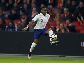 England's Danny Rose controls the ball during the international friendly soccer match between the Netherlands and England at the Amsterdam ArenA in Amsterdam, Netherlands, Friday, March 23, 2018.