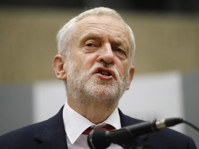 British Labour Party Leader Jeremy Corbyn, seen making an address on June 9, 2017, has been accused of ignoring anti-Semitism within his party.