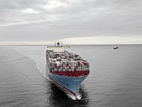 A Maersk cargo ship lost 70 containers amid high winds and heavy seas over the weekend