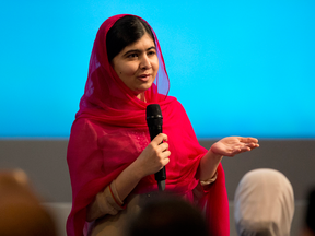 Nobel Peace Prize-winner Malala Yousafzai speaks at a conference in London, England, in 2016.