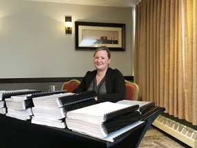 Nicole Robinson, a behavioural therapist with the Nova Scotia Health Authority, is shown at a human rights hearing in Halifax on Thursday, March 8, 2018. Robinson testified Thursday at a human rights hearing considering whether the rights of 46-year-old Beth MacLean and 45-year-old Joseph Delaney were breached when the province refused to move them from a psychiatric unit into small options homes. Robinson said it's difficult to help patients like MacLean and Delaney in hospital rather than in community homes.