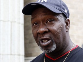 Former convict Byron Coleman, 54, says he would like to be able to vote before he dies, at a news conference in Jackson, Miss., Tuesday, March 27, 2018, where the Southern Poverty Law Center announced a new federal lawsuit, that seeks in Mississippi, what 40 states already have, which is automatic or uncomplicated restoration of voting rights once a person completes a sentence for a disenfranchising crime. The SPLC says Mississippi's system is "harsh, punitive and unforgiving" and disproportionately hurts African-Americans.