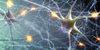 Illustration showing interconnected neurons with electrical pulses.