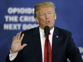 President Donald Trump speaks about his plan to combat opioid drug addiction at Manchester Community College, Monday, March 19, 2018, in Manchester, N.H., even as more Republicans are telling Trump in ever blunter terms to lay off his escalating criticism of special counsel Robert Mueller and his Russia probe. But party leaders are taking no action to protect Mueller from possibly being fired, embracing a familiar strategy with the president _ simply waiting out the storm.