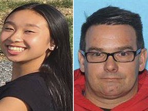 FILE - This combination of photos provided by the Allentown, Pa., Police Department shows Amy Yu, left, and Kevin Esterly. On Saturday, March 17, 2018, authorities said the missing Pennsylvania teenager and the 45-year-old man who frequently signed her out of school without her parents' permission have been located in Mexico. (Allentown Police Department via AP)