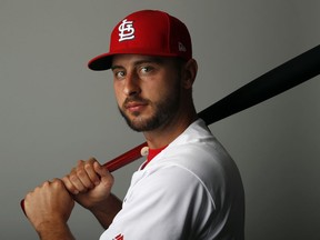 FILE - This is a 2018 file photo showing Paul DeJong of the St. Louis Cardinals baseball team. DeJong and the Cardinals agreed to a $26 million, six-year contract, Monday, March 5, 2018, a deal that includes team options for 2024 and 2025.