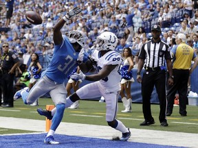 FILE - In this Aug. 13, 2017, file photo, Detroit Lions defensive back D.J. Hayden (31) breaks up a pass intended for Indianapolis Colts wide receiver Chester Rogers during the first half of an NFL preseason football game, in Indianapolis. A person familiar with negotiations says the Jacksonville Jaguars have agreed to a contract with free-agent cornerback D.J. Hayden. Hayden will sign a three-year deal Thursday, March 15, 2018, the person said. The person spoke to The Associated Press on the condition of anonymity Wednesday because NFL teams are prohibited from announcing signings until free agency officially begins Wednesday afternoon.