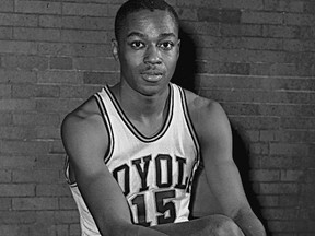 FILE In this Feb. 20, 1963, file photo, Loyola's Jerry Harkness poses. Loyola-Chicago's run to the Sweet 16 is resurfacing memories of 1963, when it won the NCAA Tournament on an overtime tip-in. But even more culturally significant was the Ramblers' 1963 regional semifinal against Mississippi State, a game that was in danger of not being played because of Mississippi's informal law barring its schools from playing against racially integrated teams. (AP Photo/File)