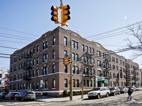 This March 15, 2018 photo shows apartment buildings in the Astoria section of Queens, N.Y. The Kushner Cos. routinely filed false paperwork with the city declaring it had zero rent-regulated tenants in dozens of buildings it owned across the city, including these, when it, in fact, had many of them.