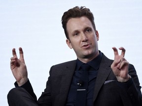 FILE - In this July 25, 2017 file photo, Jordan Klepper, host of the new Comedy Central talk show "The Opposition with Jordan Klepper," answers a question during the 2017 Television Critics Association Summer Press Tour at the Beverly Hilton in Beverly Hills, Calif. Klepper is planning a slumber party for young activists pushing for action on gun control.  Klepper plans to host Thursday's episode on March 22, 2018, of his show, "The Opposition," from a bedroom of a private home in Bethesda, Maryland. That's where young people are gathering in preparation for Saturday's march on Washington to oppose gun violence.