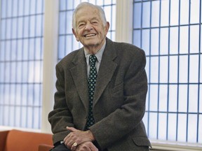 FILE - In this Nov. 6, 2006 file photo, pediatrician Dr. T. Berry Brazelton smiles following an interview at the University Club in Chicago. Brazelton, one of the world's most well-known pediatricians and child development experts whose influential work helped explain what makes kids tick, has died. He was 99.  Brazelton died peacefully in his sleep Tuesday, March 13, 2018 at his Barnstable, Mass. home, said longtime friend and colleague Dr. Joshua Sparrow.