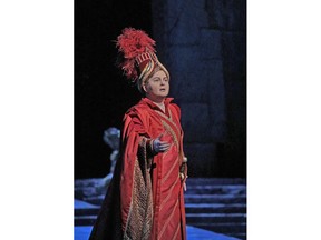 This image released by the MetropolitanOpera shows American mezzo-soprano Elizabeth DeShong as the Assyrian warrior Arsace in Rossini's "Semiramide," which is enjoying a rare revival at the Metropolitan Opera and will be broadcast Live in HD to movie theaters worldwide this Saturday.
