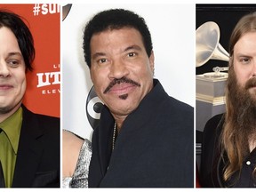 This combination photo shows musicians, from left, Jack White, Lionel Richie and Chris Stapleton who will headline the Pilgrimage Music and Cultural Festival scheduled for September 22 and 23 in Franklin, Tenn. (AP Photo)