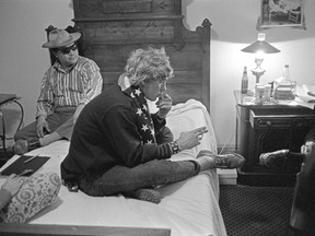 This Oct. 1970 photo released by Bob Krueger shows Oscar Zeta Acosta, left, and Hunter S. Thompson at the Hotel Jermone in Aspen, Colo., to discuss Thompson's campaign to become sheriff. Acosta, a volatile Mexican-American writer who was the inspiration for Thompson's Dr. Gonzo in "Fear and Loathing in Las Vegas," is the focus of a new PBS/VOCES documentary airing March 23.