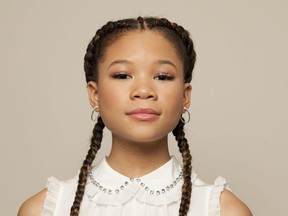 In this Feb. 25, 2018 photo, Storm Reid poses for a portrait at The W Hotel in Los Angeles to promote her film, "A Wrinkle in Time," which opens nationwide on Friday, March 9.