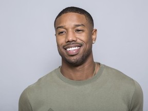 In this Jan. 30, 2018 photo, Michael B. Jordan poses for a portrait at the "Black Panther" press junket at the Montage Beverly Hills in Beverly Hills, Calif. Jordan says that he will adopt inclusion riders for all projects produced by his production company. In a message on Instagram on Wednesday, Jordan pledged to support "the women and men who are leading this fight." His announcement followed Frances McDormand's acceptance speech at Sunday's Oscars, where she urged the industry to adopt inclusion riders.