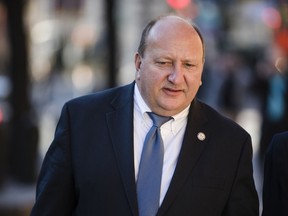 FILE - In this Nov. 28, 2017, file photo, Allentown Mayor Ed Pawlowski, who is facing corruption charges, walks to the federal courthouse in Philadelphia during a break in a pretrial hearing. Pawlowski was convicted Thursday, March 2, 2018, of selling his office to campaign donors, a verdict that will force the Democrat from office.