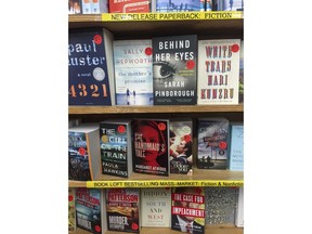 In this Feb. 17, 2018 photo, a display highlights recent fiction at The Book Loft of German Village in Columbus, Ohio. The 40-year-old bookstore features 32 rooms of books.