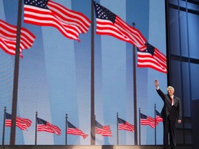 FILE - In this Wednesday, Sept. 1, 2004 file photo, Sen. Zell Miller, D-Ga., waves after giving the keynote address at the Republican National Convention in New York. A family spokesperson said he died Friday, March 23, 2018. He was 86.